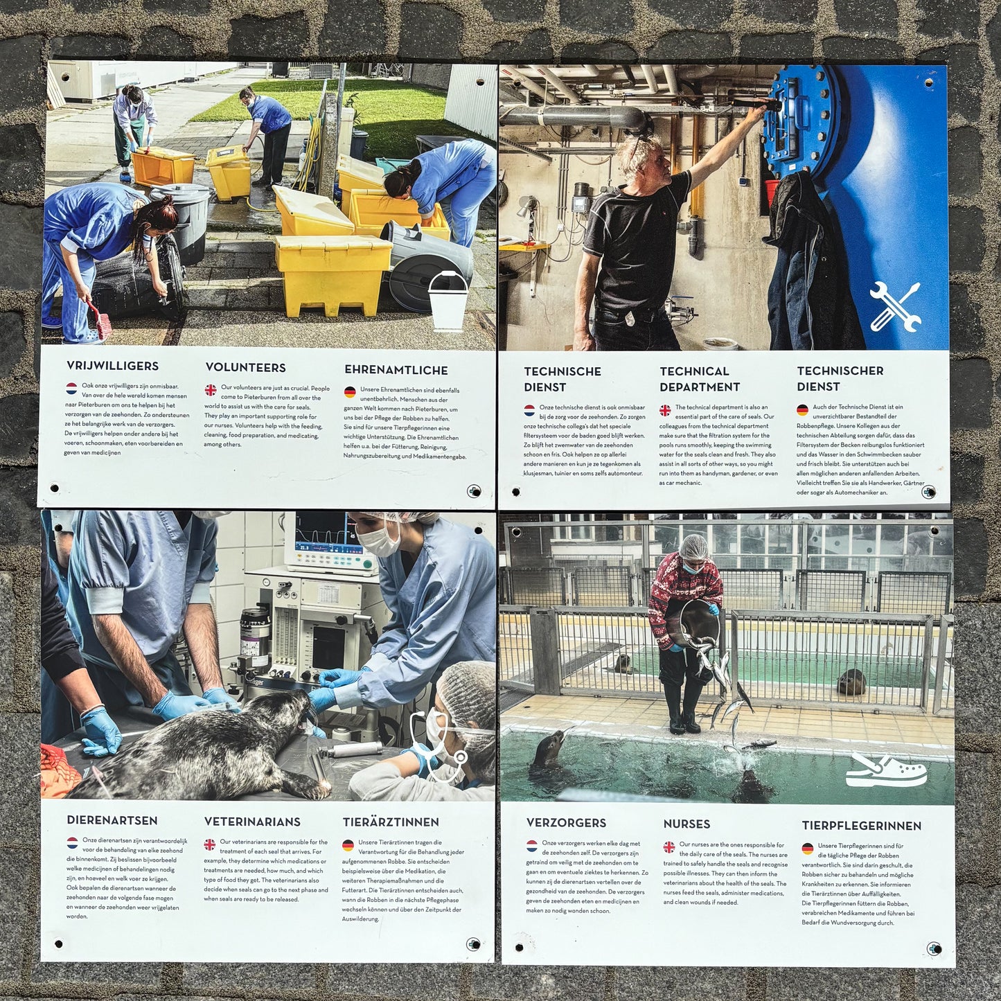 72. Four informational panels about the staff