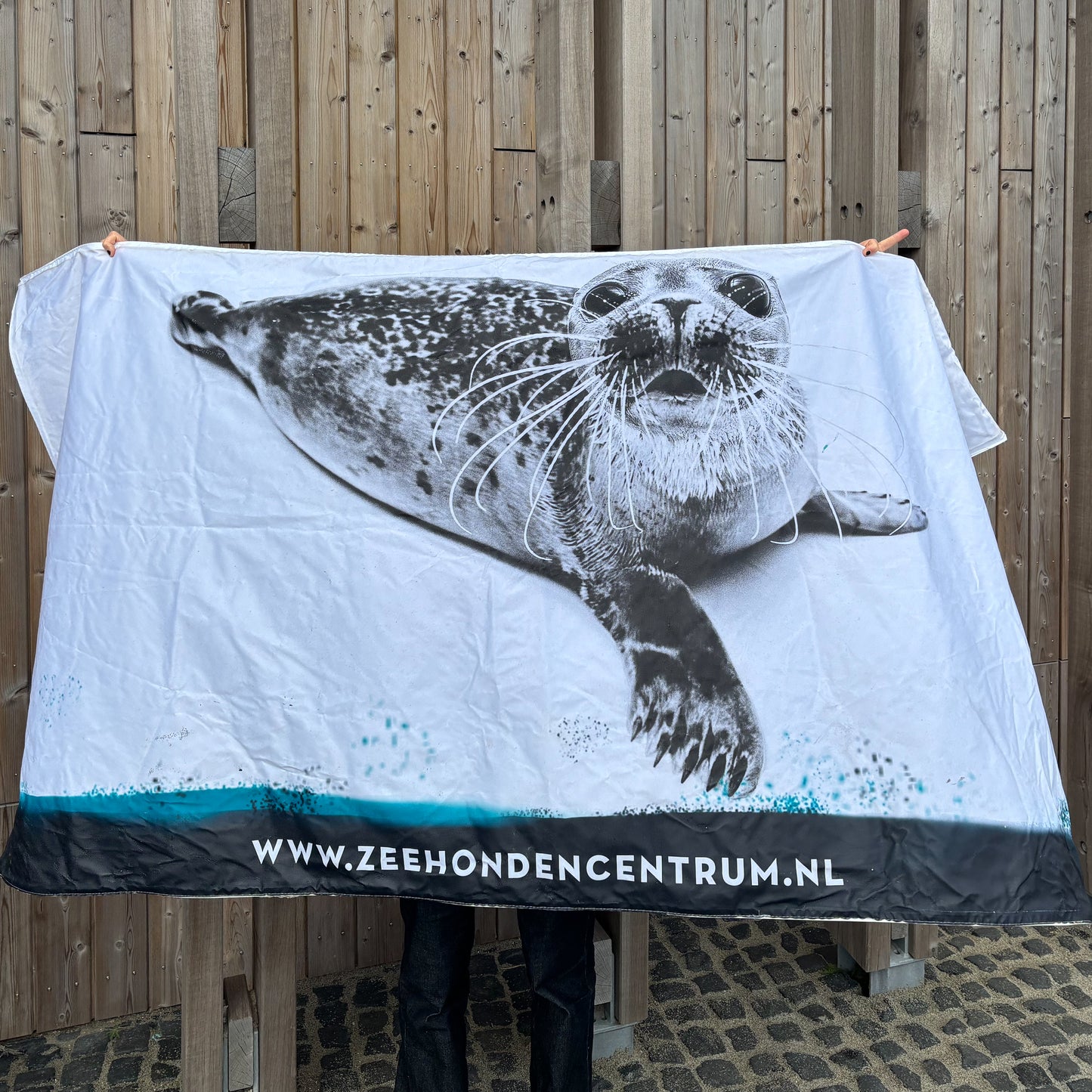 86. Flag with seal on it