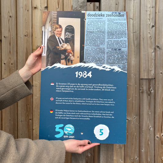 34. Timeline panel from the visitor centre, marking the year 1984