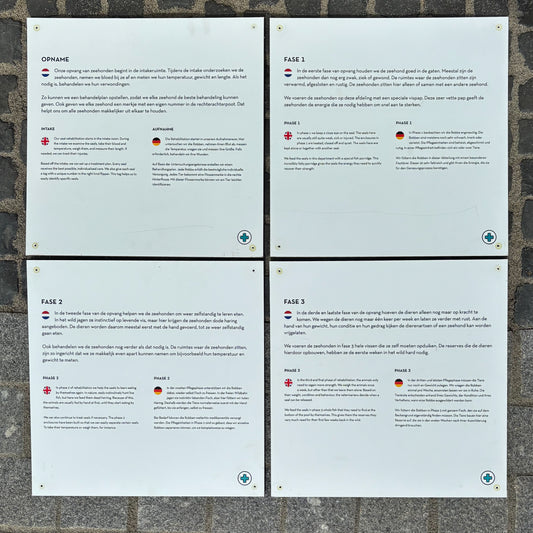 73. Four informational panels about the different phases