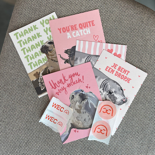 Bundel: 5 wenskaarten + 4 stickers