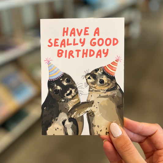 Wenskaart 'Have a seally good birthday"