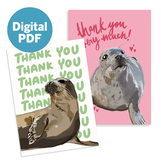 Digitale PDF: set van 2 bedankkaartjes
